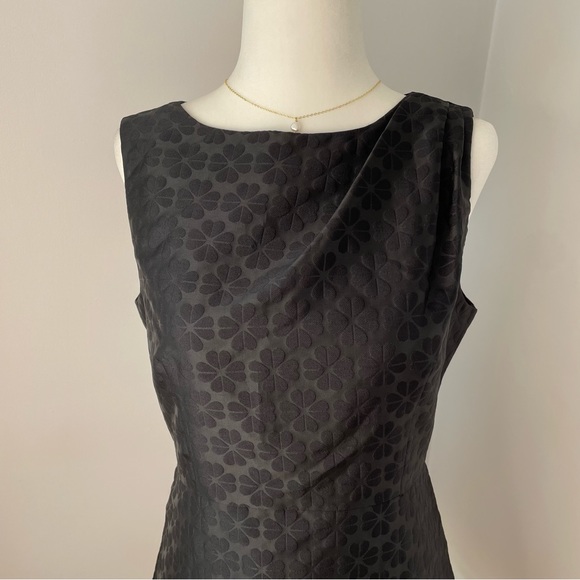 Floral Spade Jacquard Dress Black Midi Sleeveless 6 - Picture 2 of 11